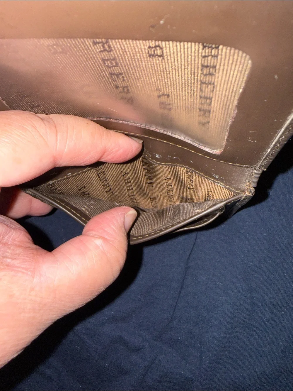 Burberry Dark Brown Leather Fold Wallet